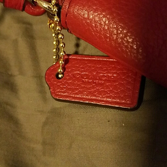 Coach Wristlet Red Pebbled Leather - Picture 3 of 9